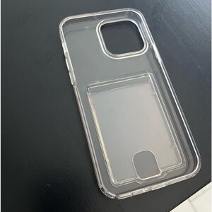 iPhone 13 Pro Max clear phone case with a slot on the back side for an ID/CC